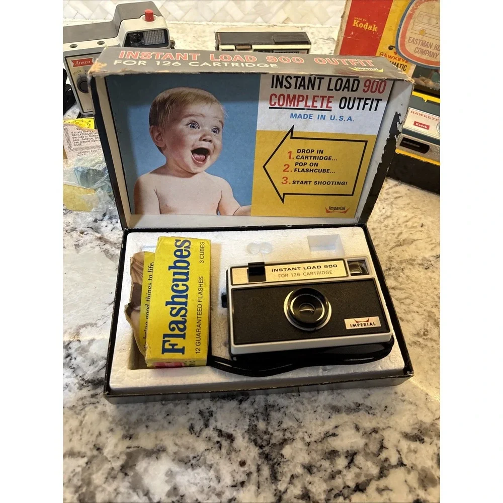 5 Camera Lot Kodak Instant Load 900 Ansco Untested Mixed Lot /PARTS ONLY Display